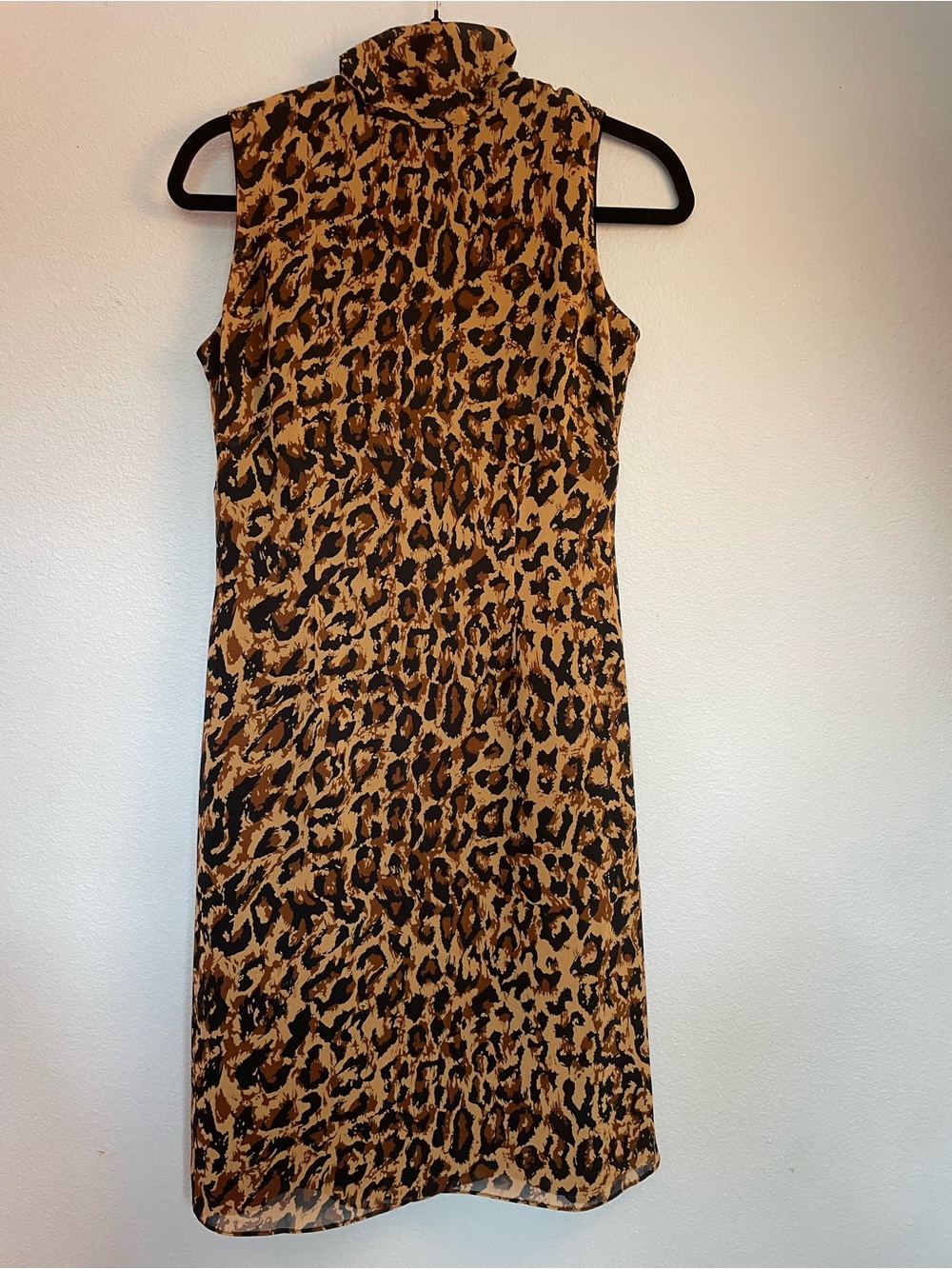 Liz Claiborne 6 Petite Leopard Print Sleeveless Mock Neck Midi Dress